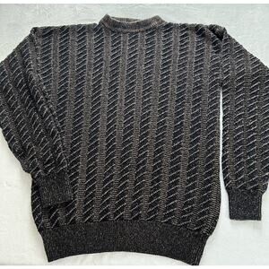 Damon Vintage men's sweater size Large 90's Brown Dark Black Knit